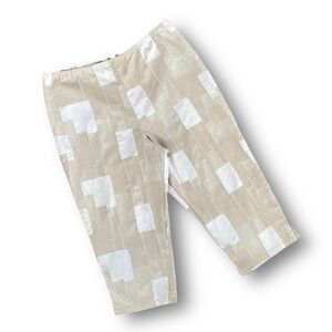 Vintage Beige & White Geometric Pants